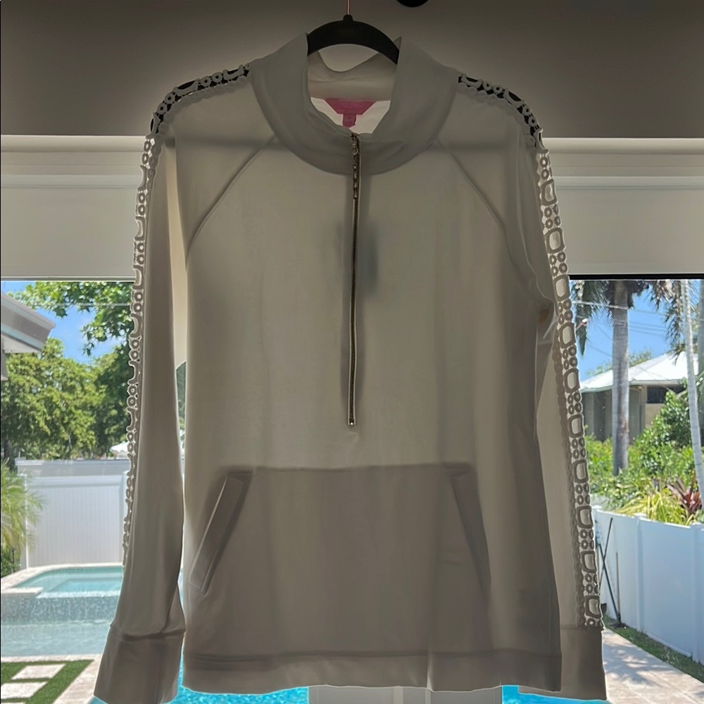 Lily Pulitzer Elegant White Lace Sleeve Women's Jacket XL